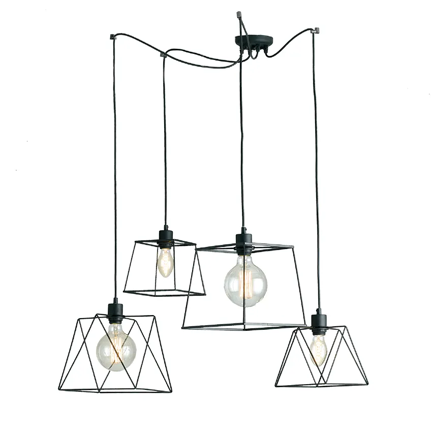 Lampadario Decentrato Urban Metallo Nero Poligonale Brooklyn S4 Fan Europe