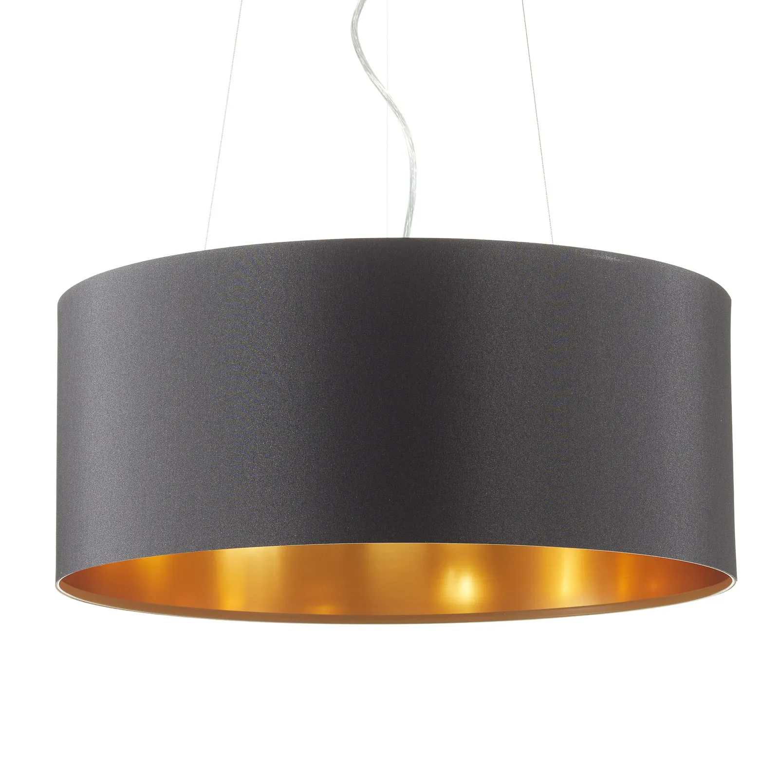 Lecio - lampada a sospensione di stoffa nero-oro
