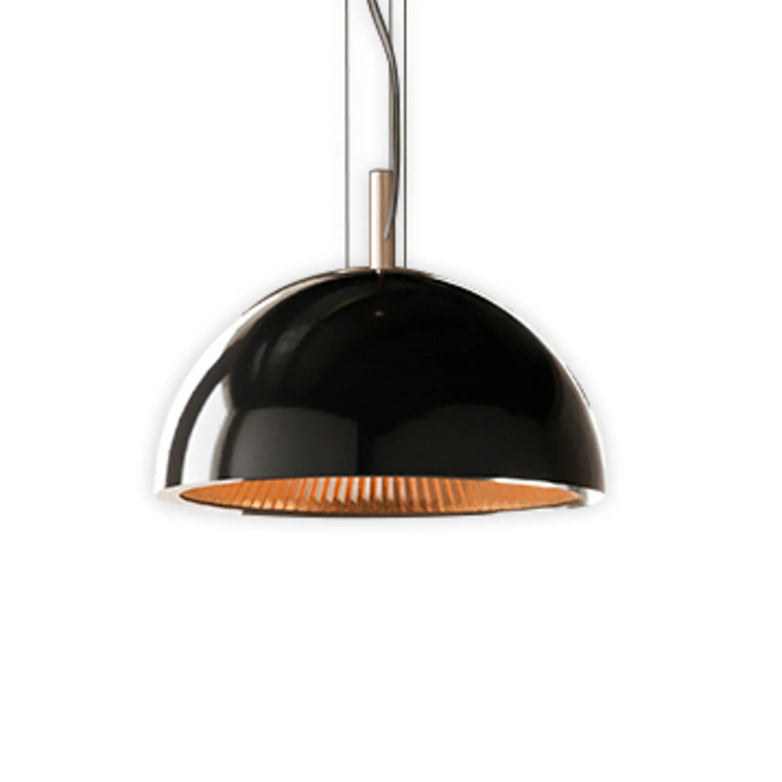 LEDS-C4 Lampada a sospensione a ombrello, nero-oro, acciaio, Ø 100 cm