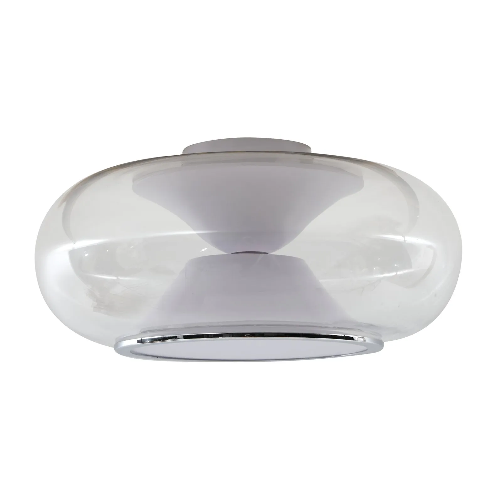 Lucande Plafoniera LED Orasa, vetro, bianco/chiaro, Ø 43 cm