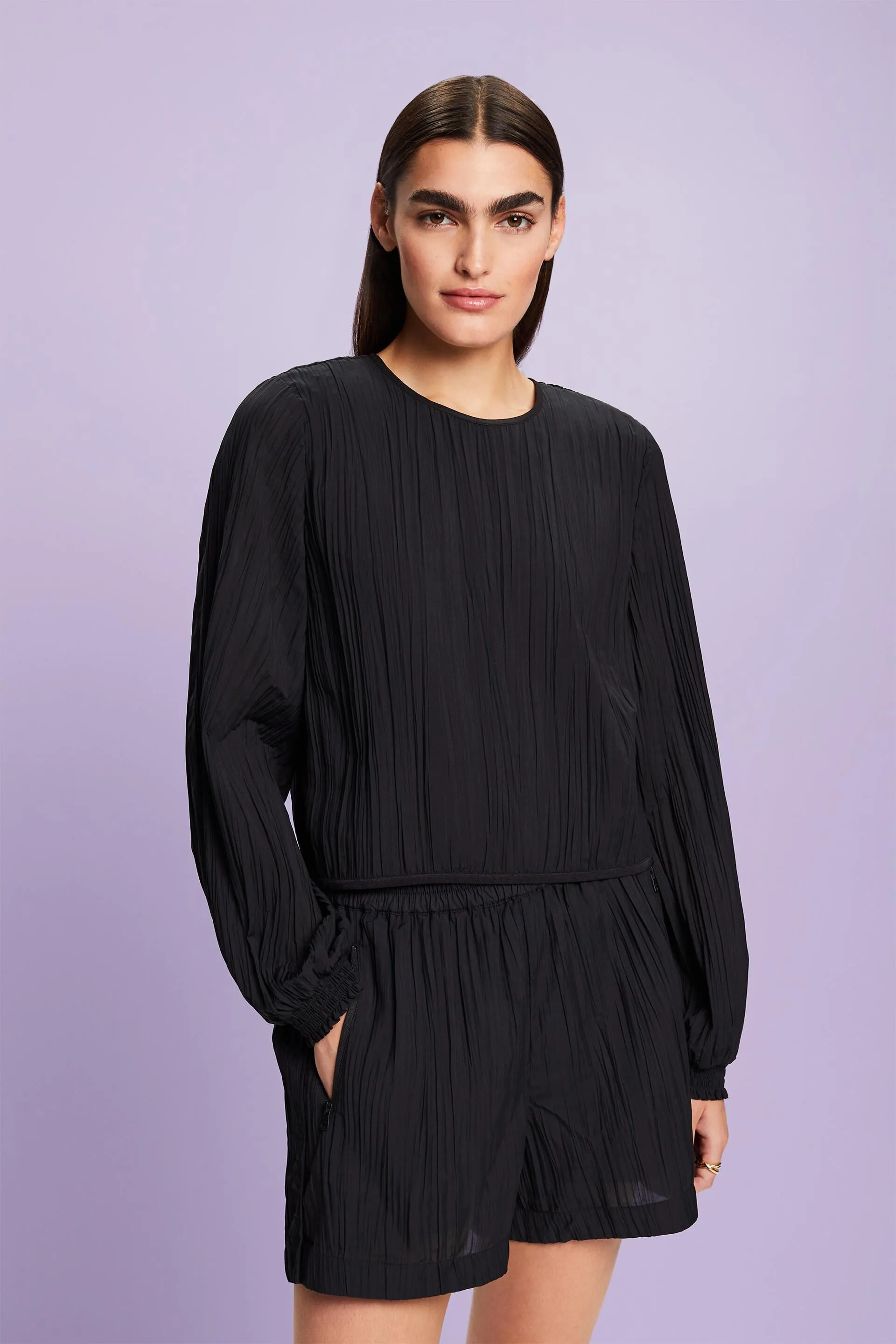 Maglia a maniche lunghe plissettata