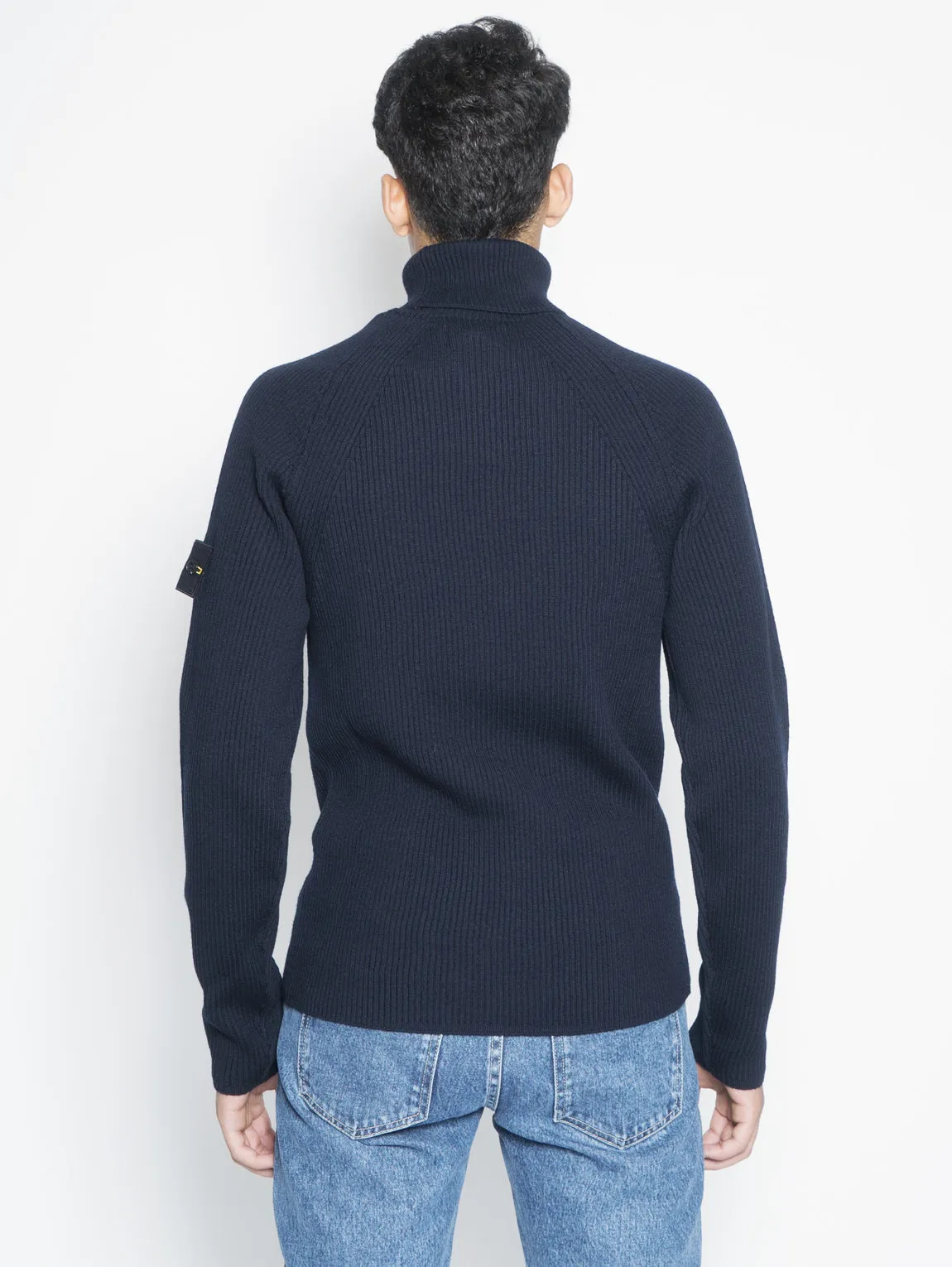 Maglia collo alto a costine 542C2 Blu