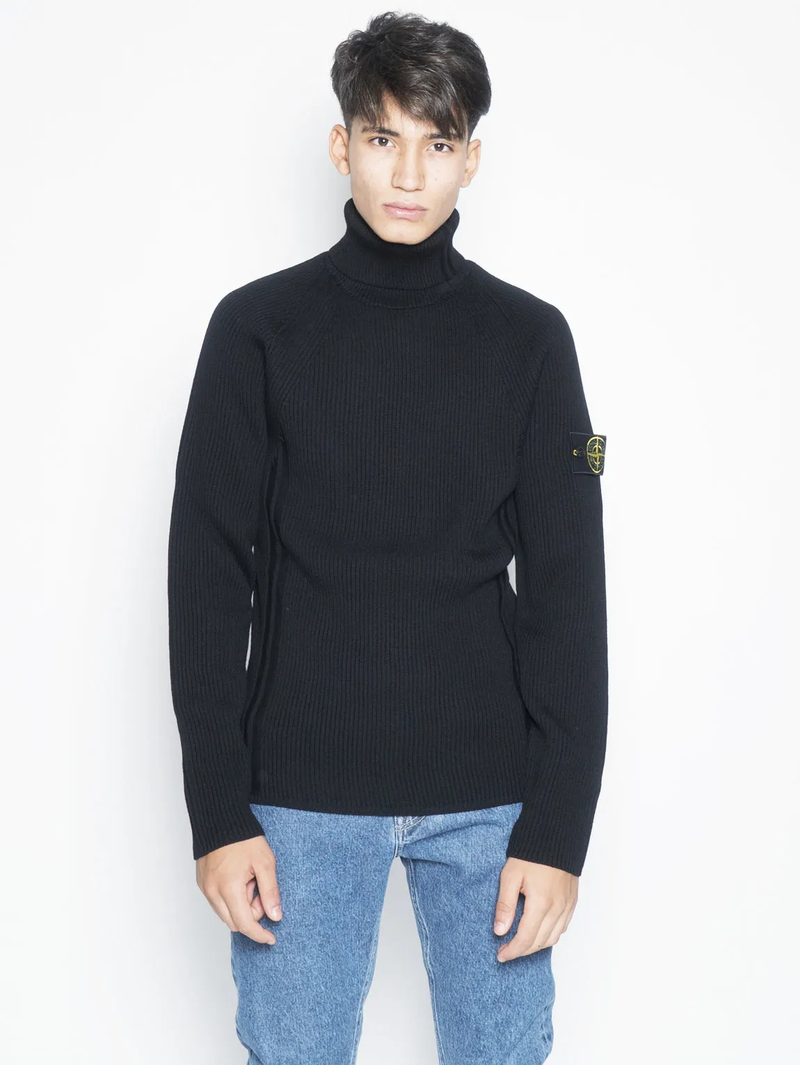 Maglia collo alto a costine 542C2 Nero
