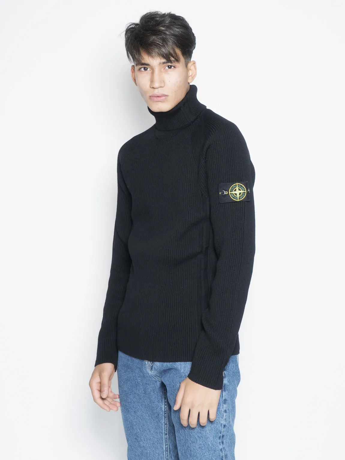 Maglia collo alto a costine 542C2 Nero