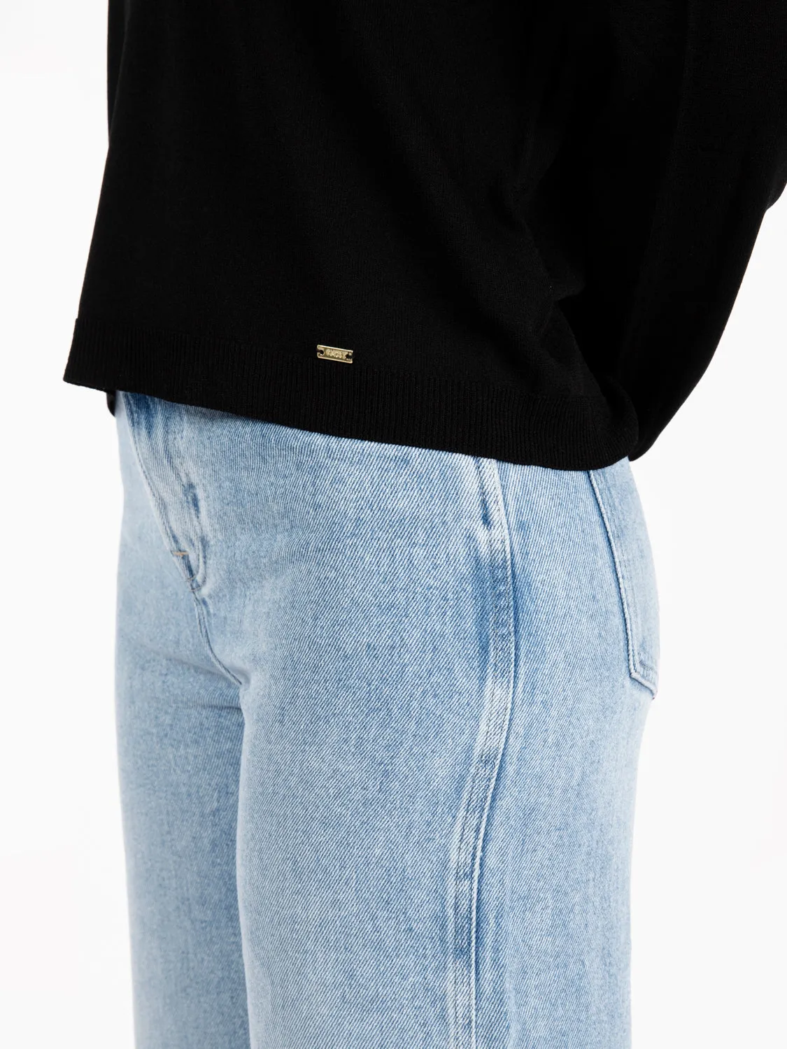 Maglia leggera con collo rotondo nero
