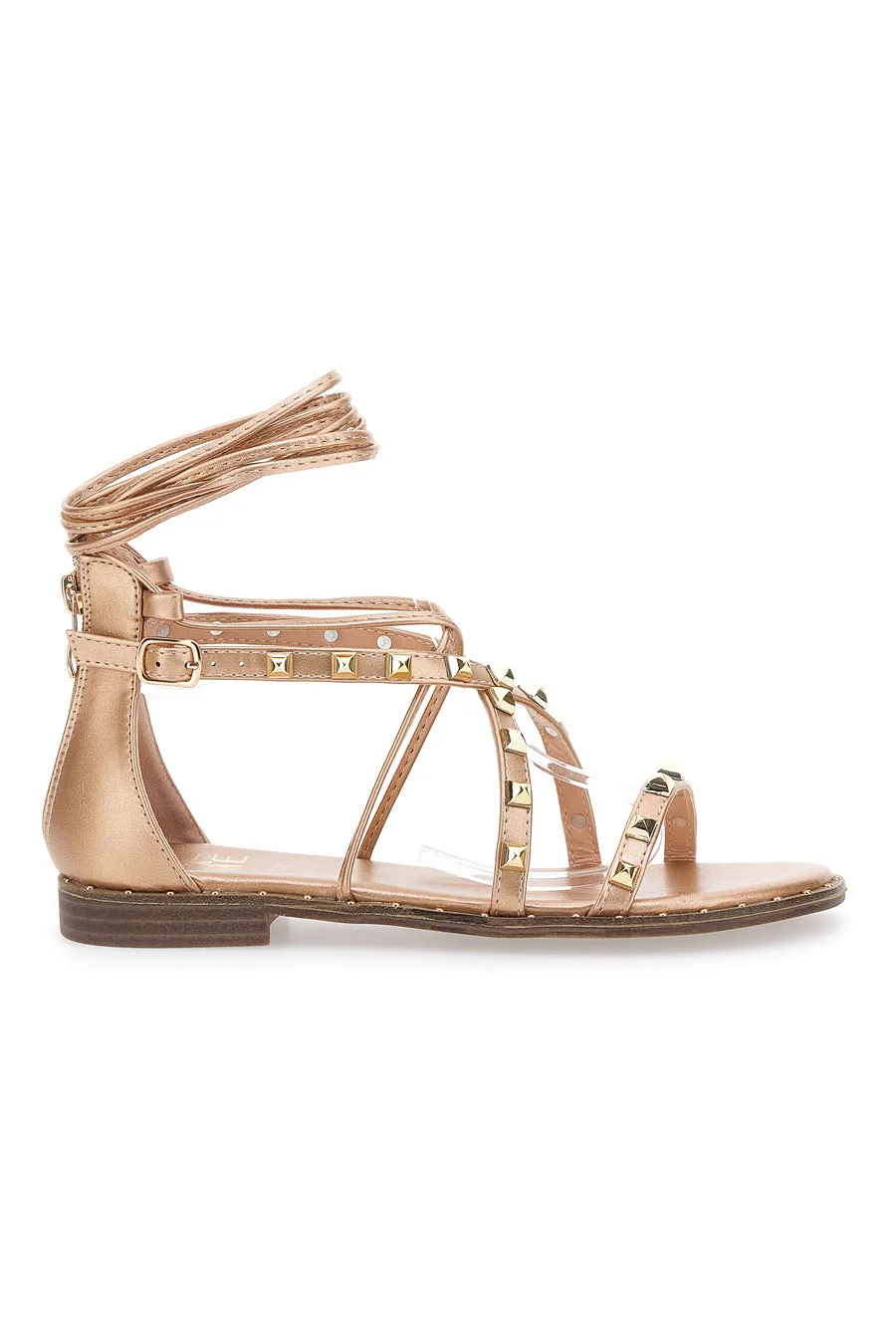   ME & ME Sandali Flat alla Schiava Oro Rosa Con Inserti Metallici Me & Me 1531