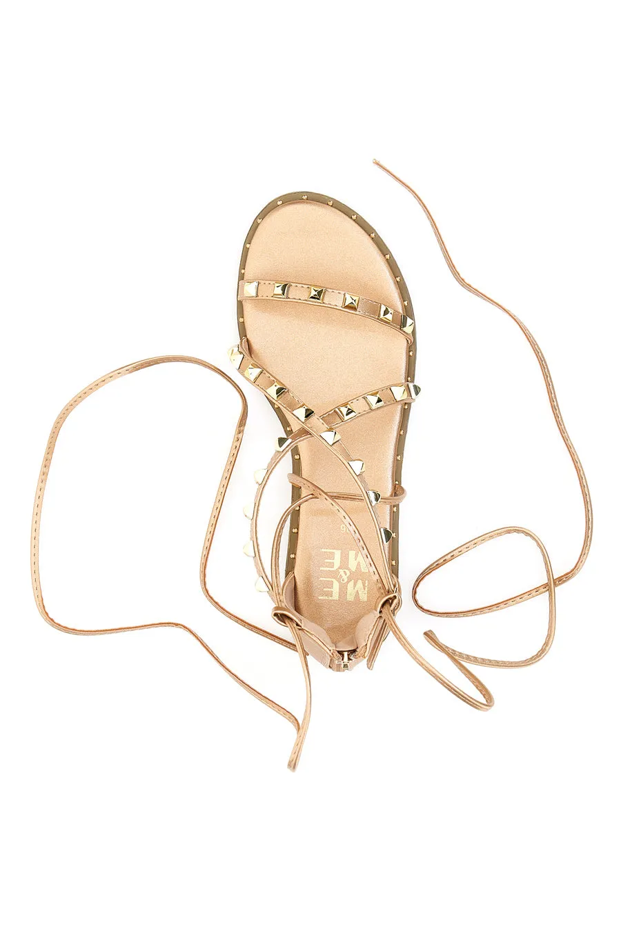   ME & ME Sandali Flat alla Schiava Oro Rosa Con Inserti Metallici Me & Me 1531