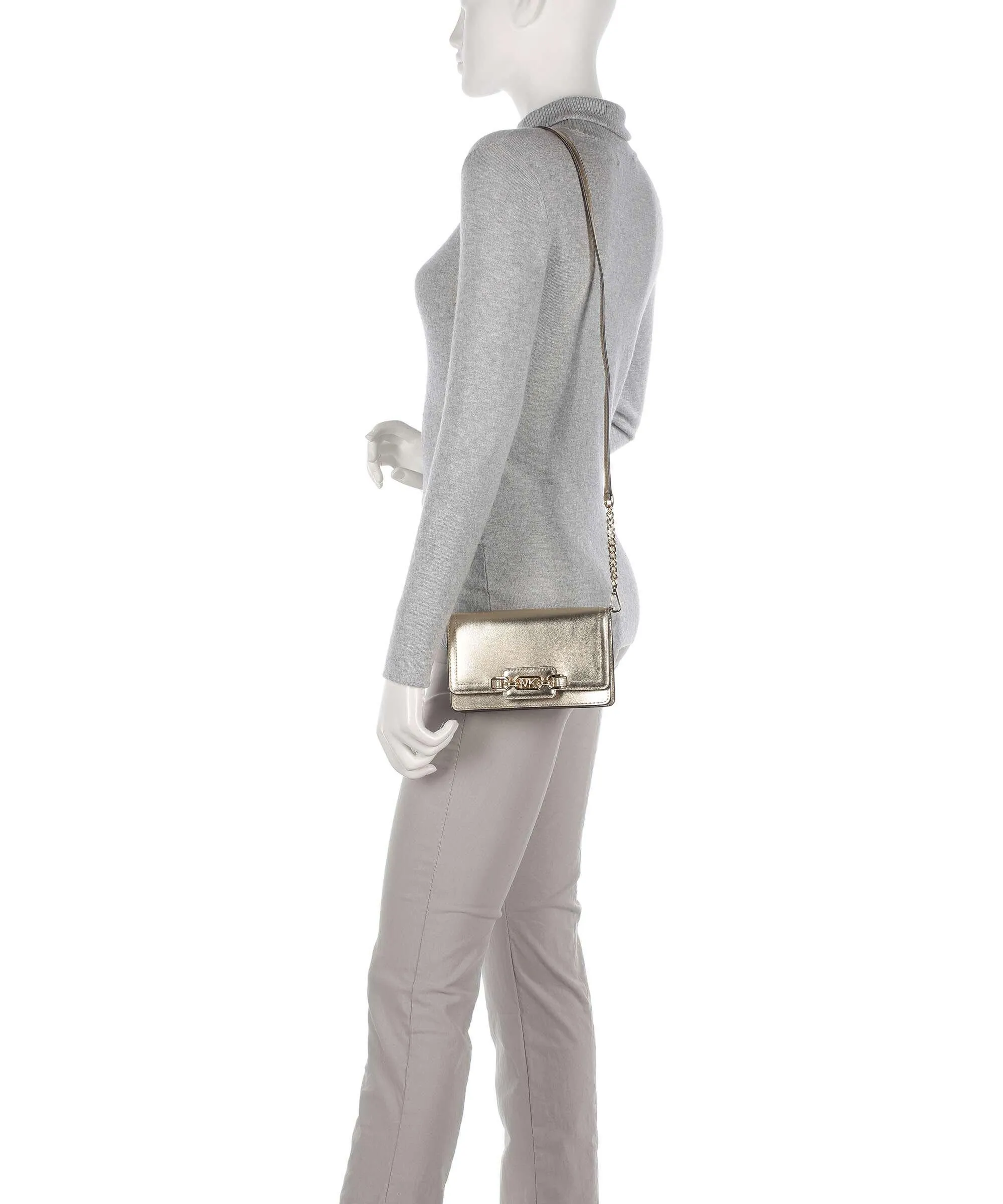  Michael Kors Heather Borsa a tracolla pelle a grana fine oro  
