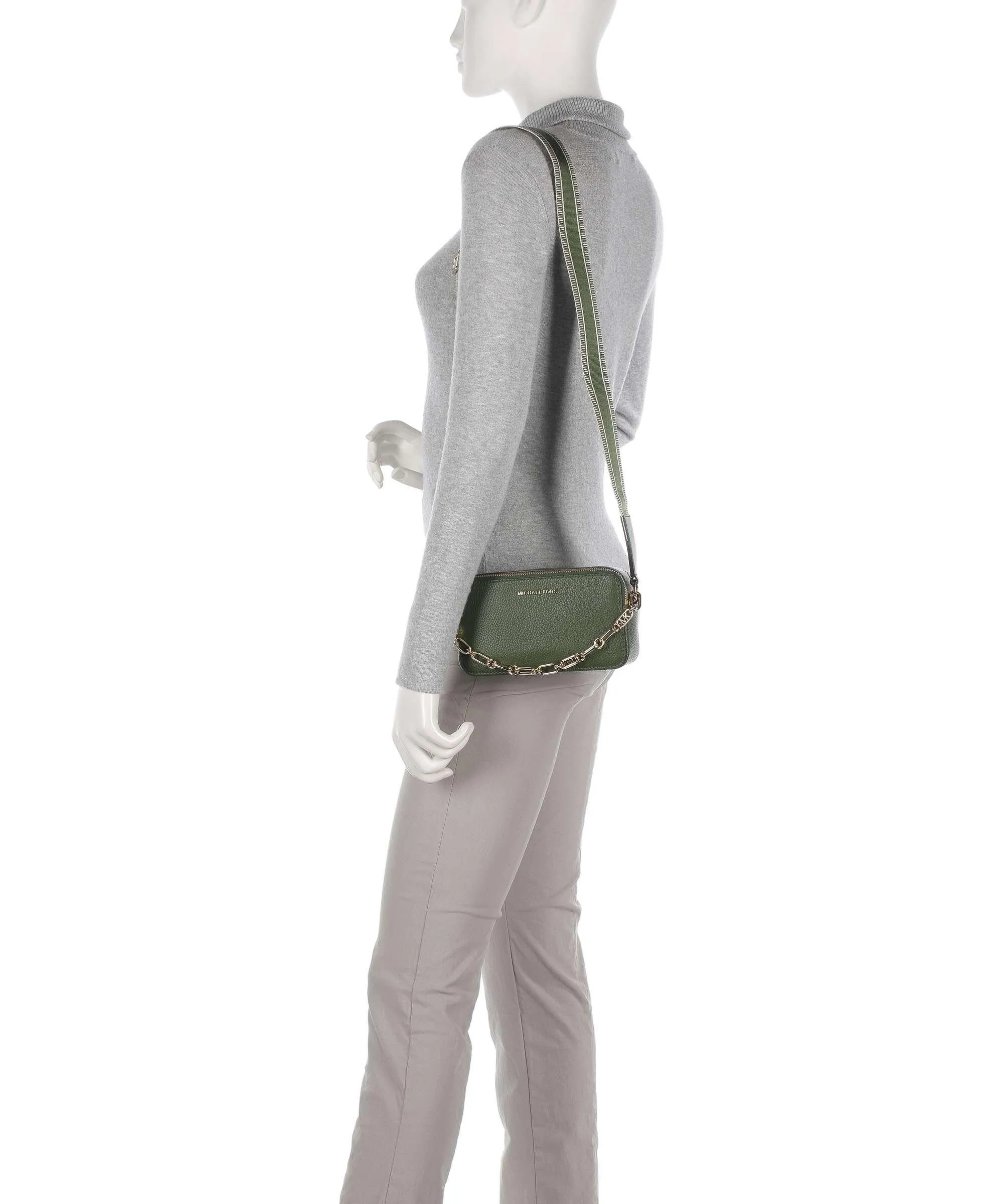  Michael Kors Jet Set Borsa a tracolla pelle di vacchetta grana verde scuro  