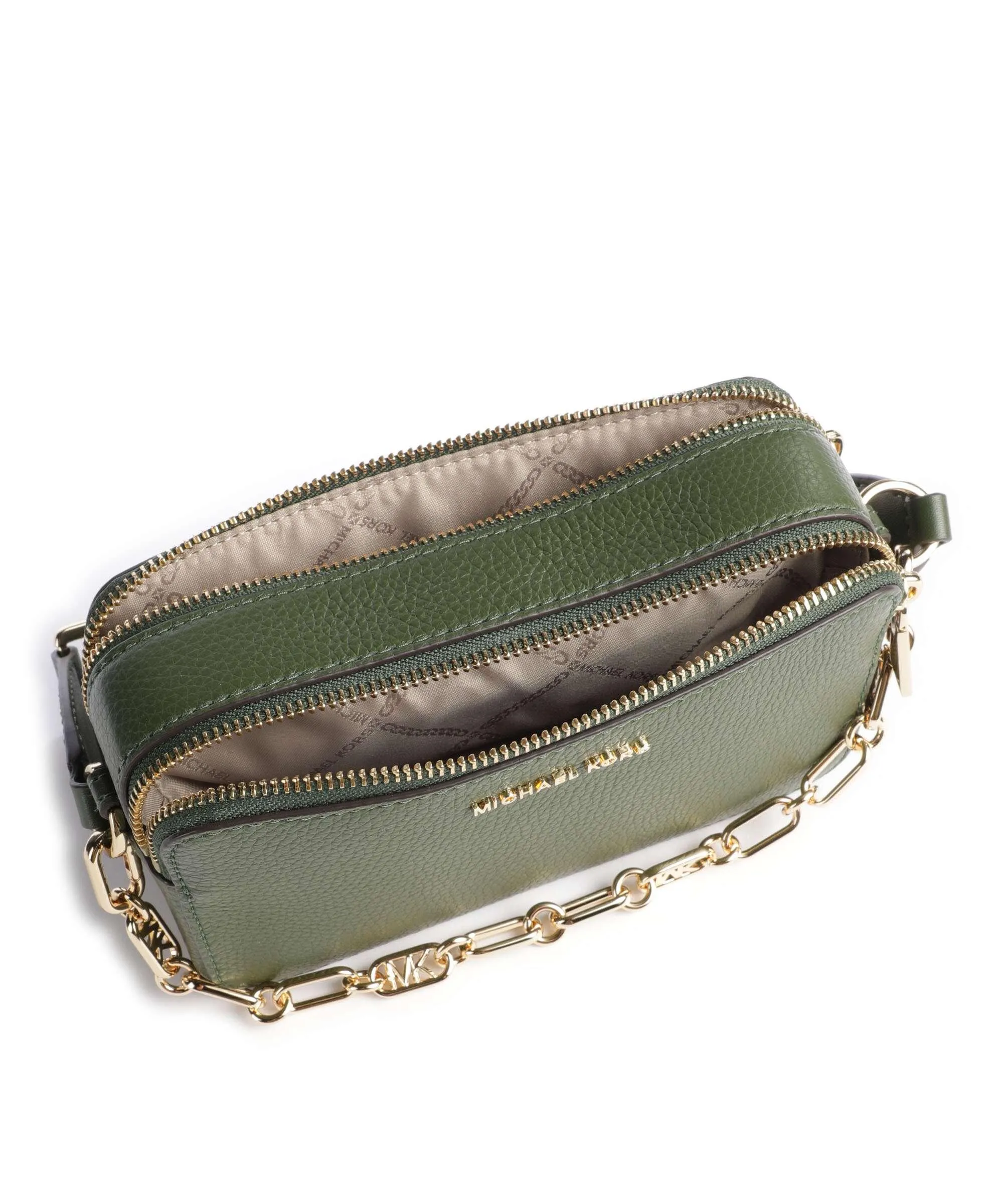  Michael Kors Jet Set Borsa a tracolla pelle di vacchetta grana verde scuro  