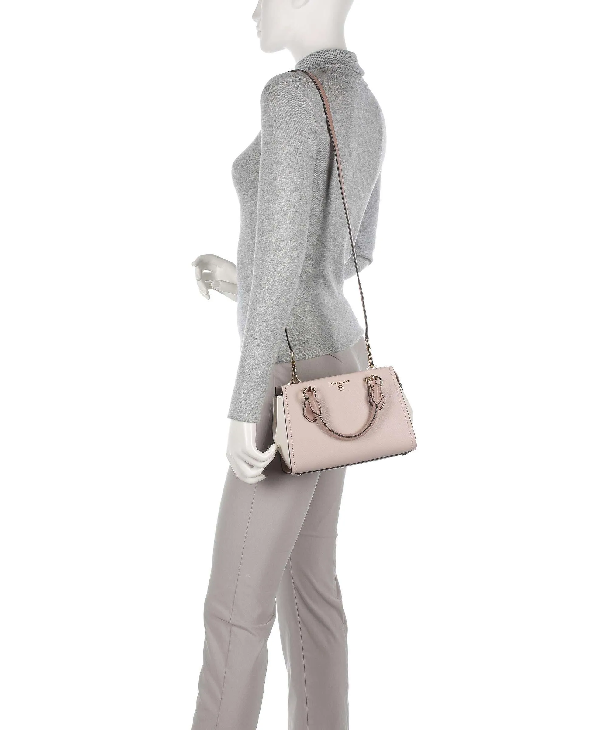  Michael Kors Marilyn Borsa a mano pelle di vacchetta saffiano rosa/bianco  