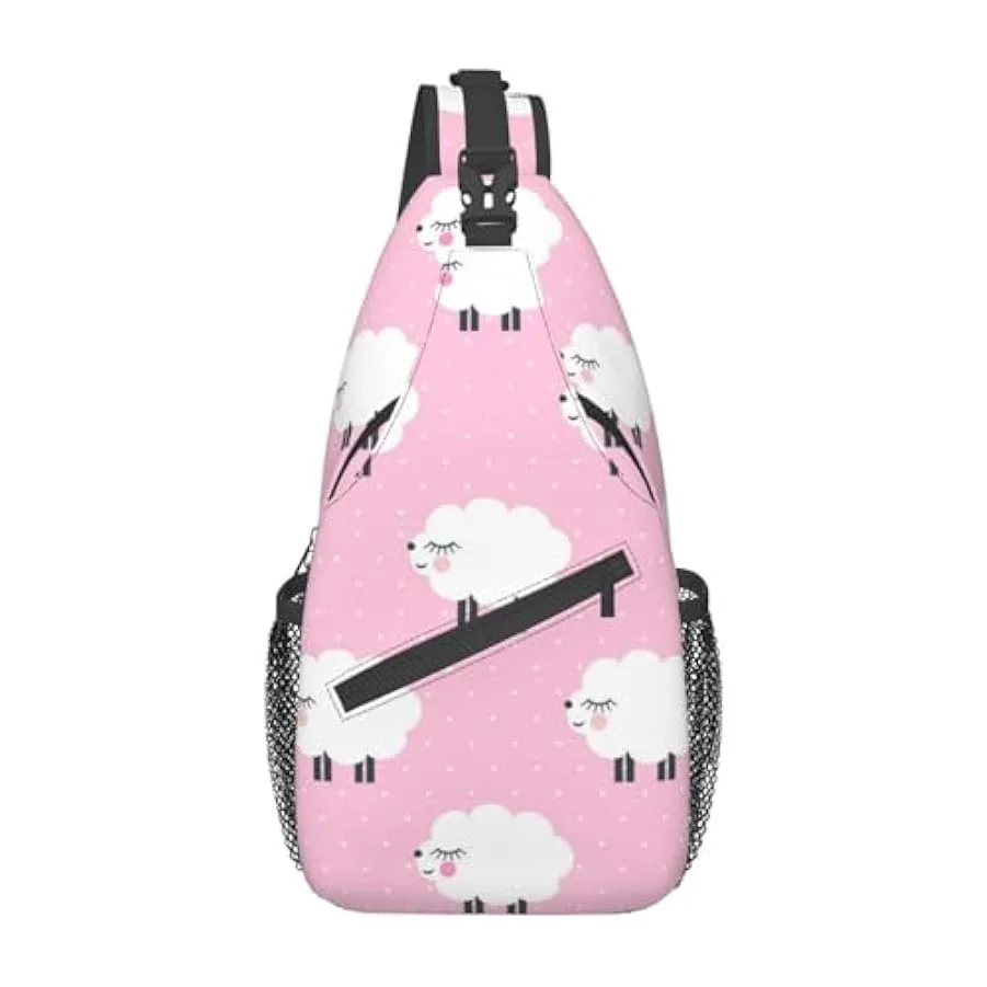 MKNAZ Borsa a tracolla con stampa di pecore rosa, per uomo e donna, leggera, a tracolla, per escursionismo, ciclismo, viaggi 248