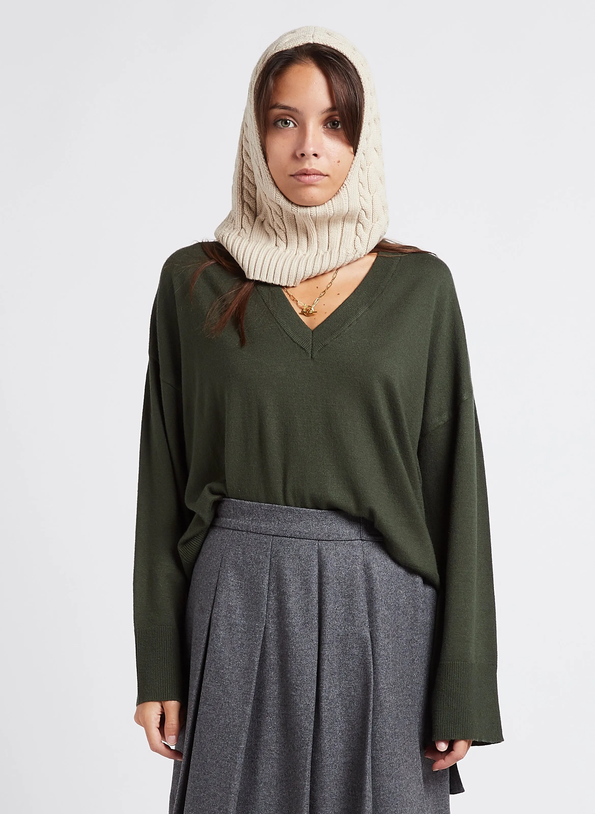  MOSS COPENHAGEN   RACHELLE - Maglione scollo a V in filato misto | Verde
