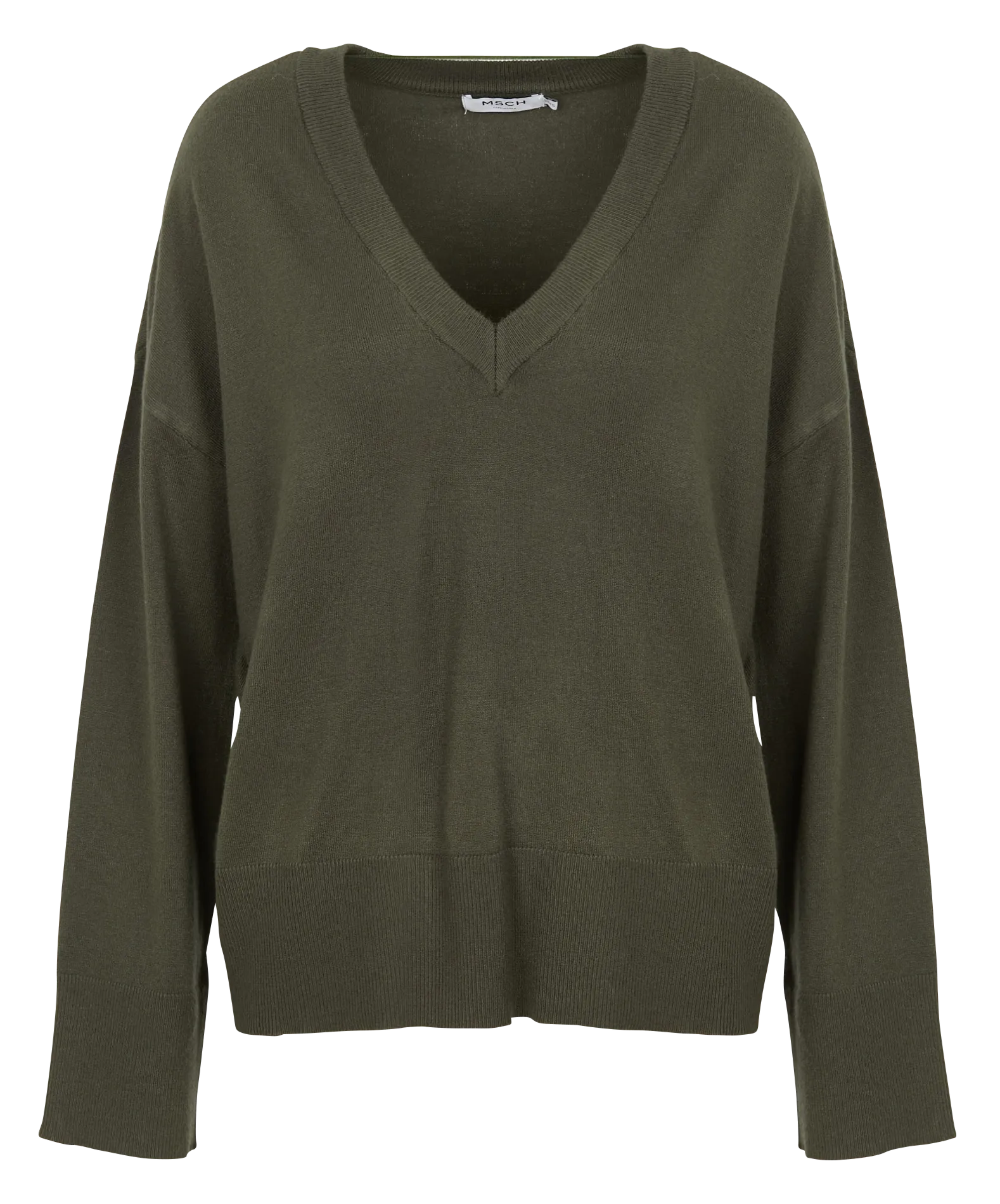  MOSS COPENHAGEN   RACHELLE - Maglione scollo a V in filato misto | Verde