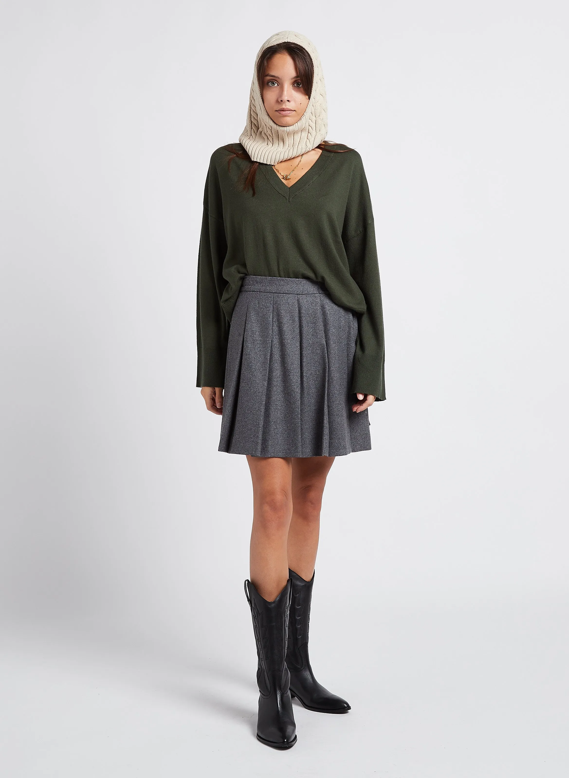  MOSS COPENHAGEN   RACHELLE - Maglione scollo a V in filato misto | Verde