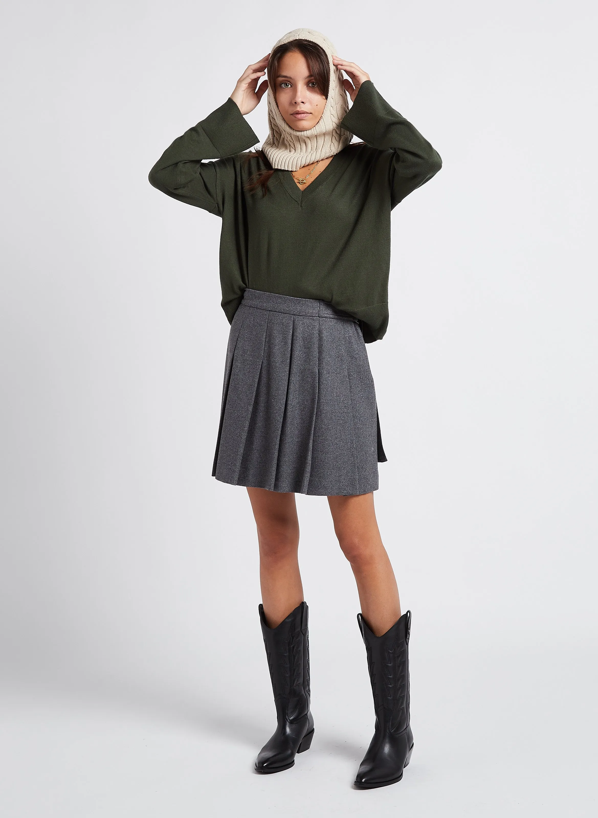  MOSS COPENHAGEN   RACHELLE - Maglione scollo a V in filato misto | Verde