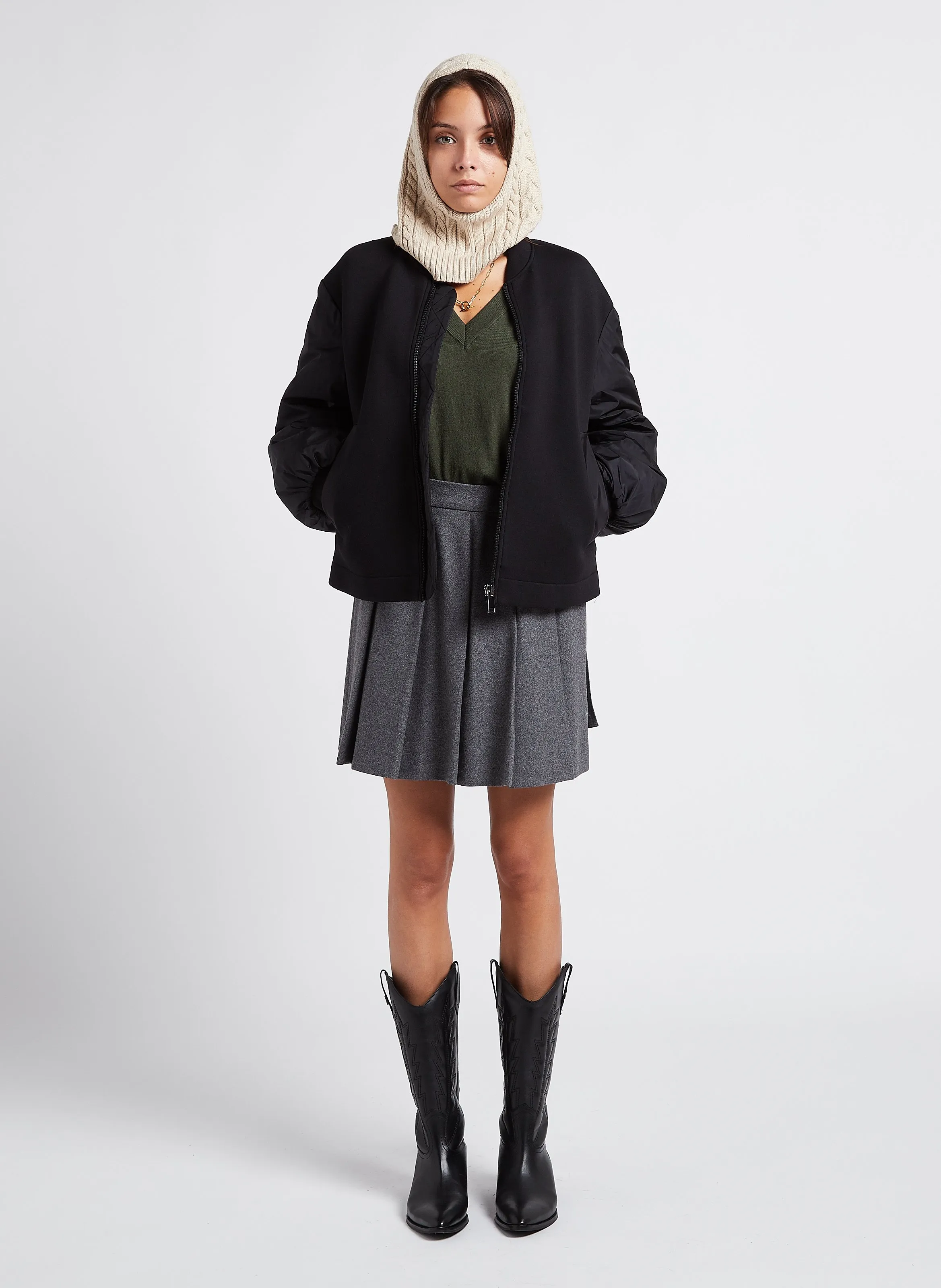  MOSS COPENHAGEN   RACHELLE - Maglione scollo a V in filato misto | Verde