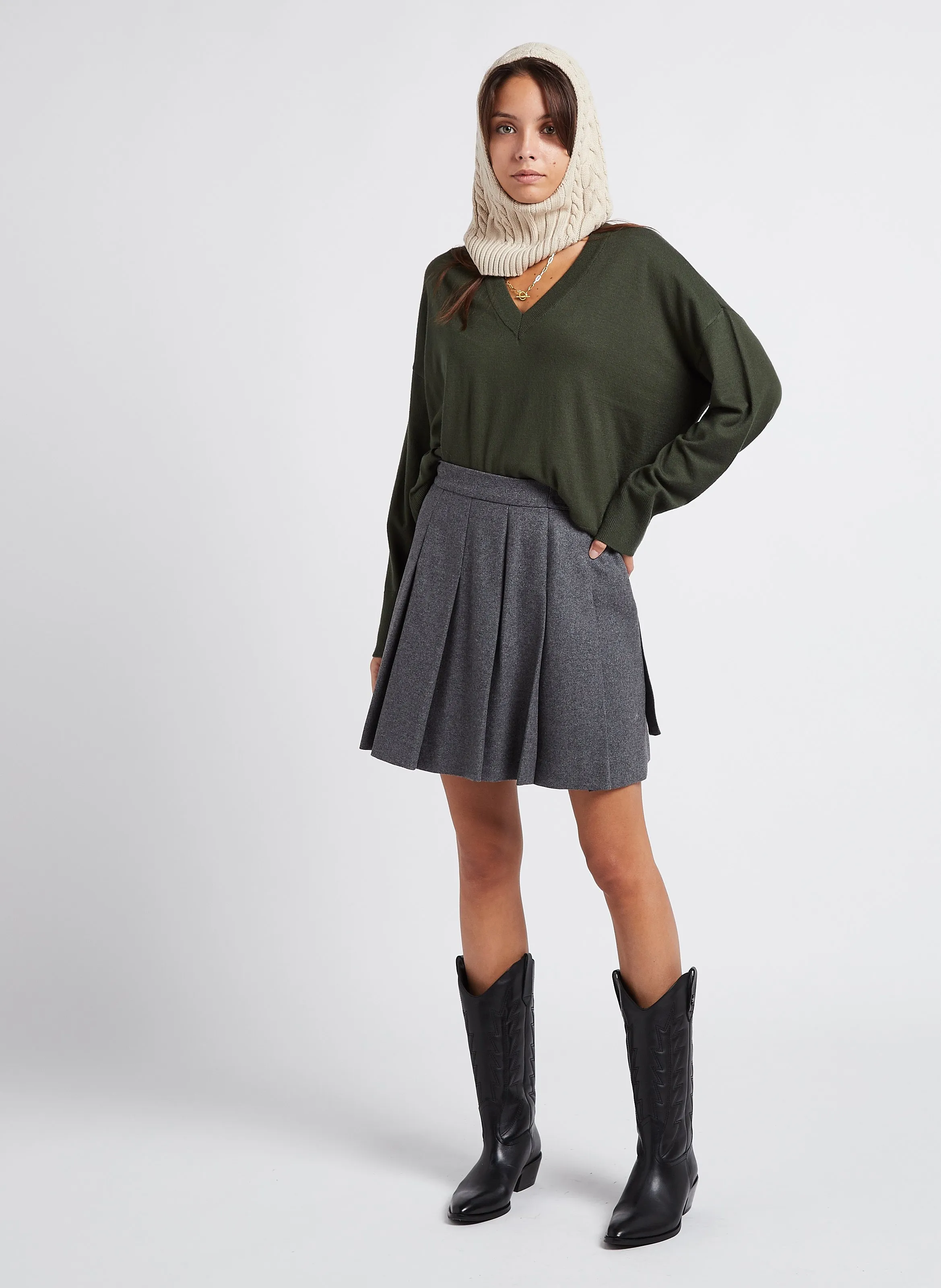  MOSS COPENHAGEN   RACHELLE - Maglione scollo a V in filato misto | Verde