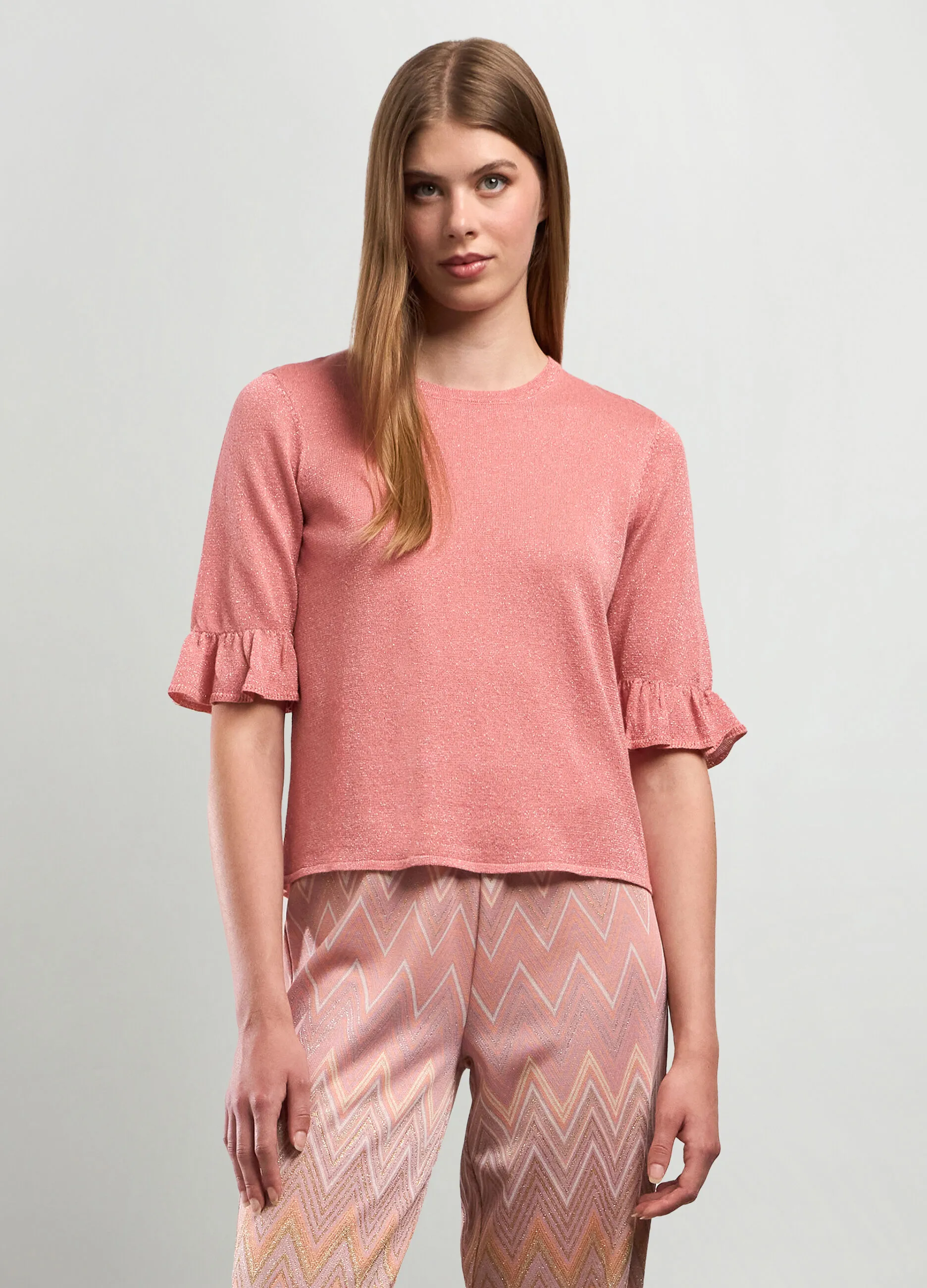 NICE & CHIC  T-shirt in misto viscosa e filo lurex donna