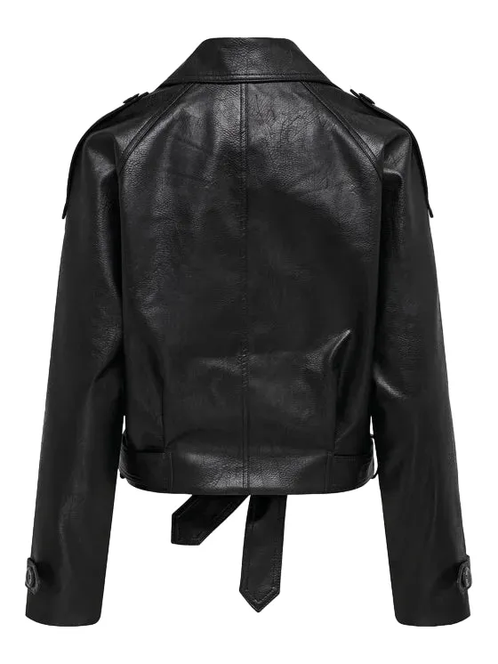 Only trench corto doppiopetto in ecopelle nero