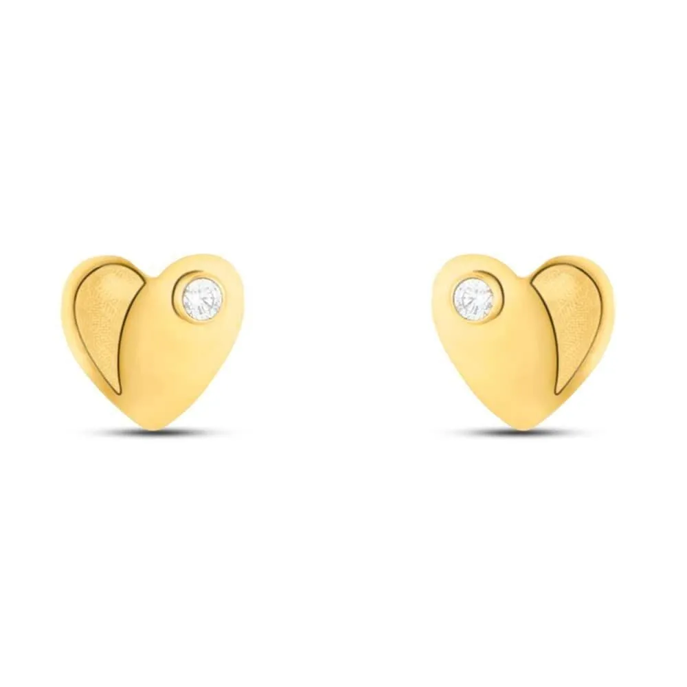 Orecchini Lobo Cuore Bon Ton Oro Giallo 375/1000 Cubic Zirconia Bianco 1401106