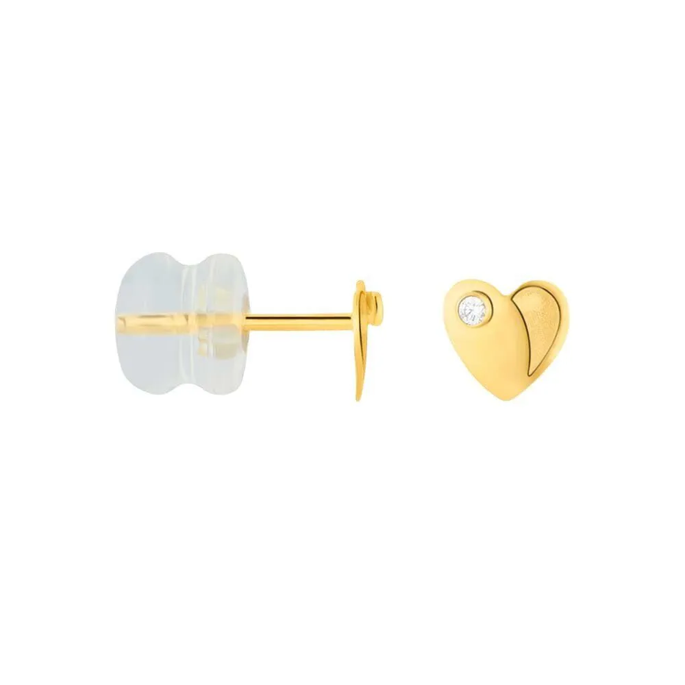 Orecchini Lobo Cuore Bon Ton Oro Giallo 375/1000 Cubic Zirconia Bianco 1401106