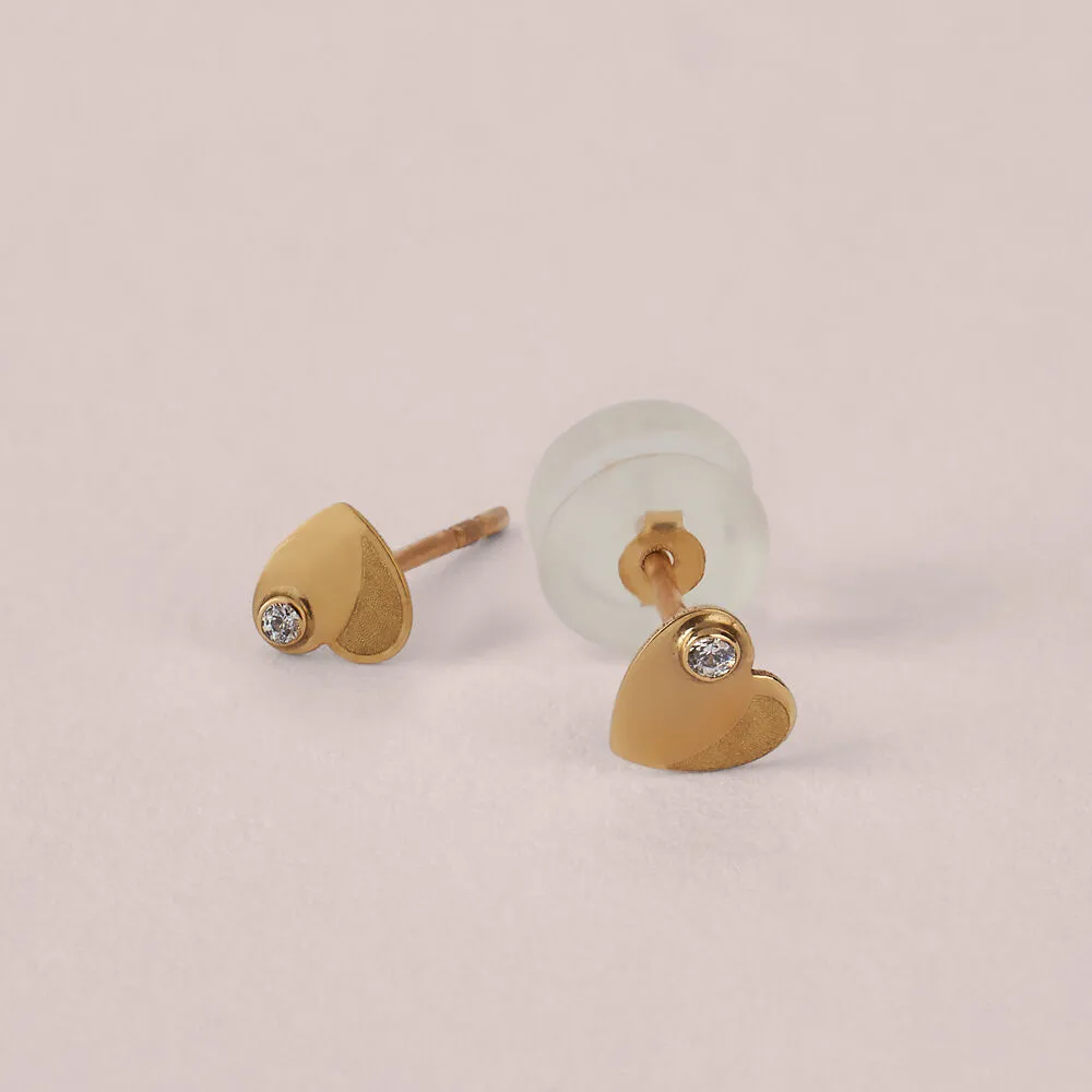 Orecchini Lobo Cuore Bon Ton Oro Giallo 375/1000 Cubic Zirconia Bianco 1401106