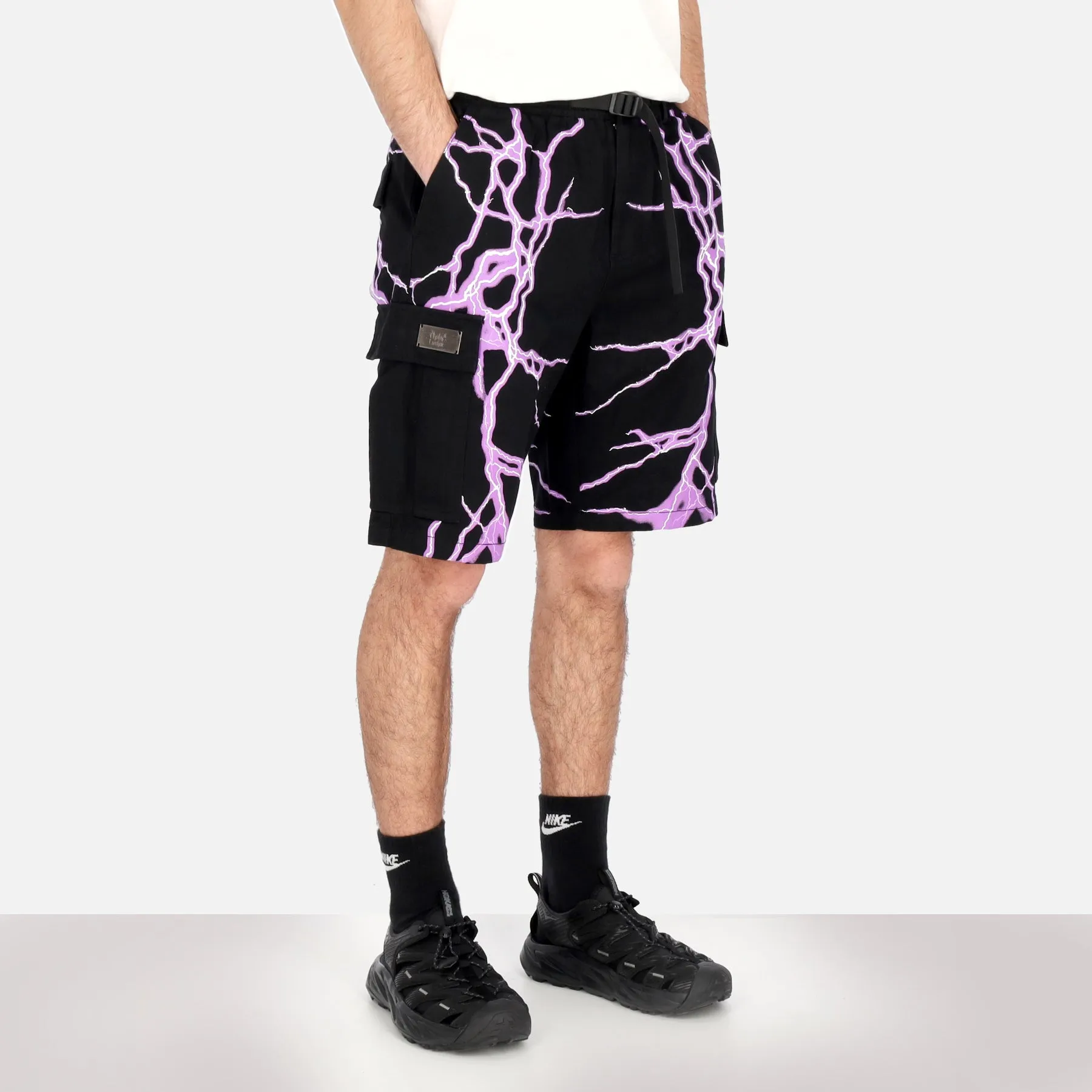Pantalone Corto Uomo Lateral Lightning Cargo Shorts Black/purple