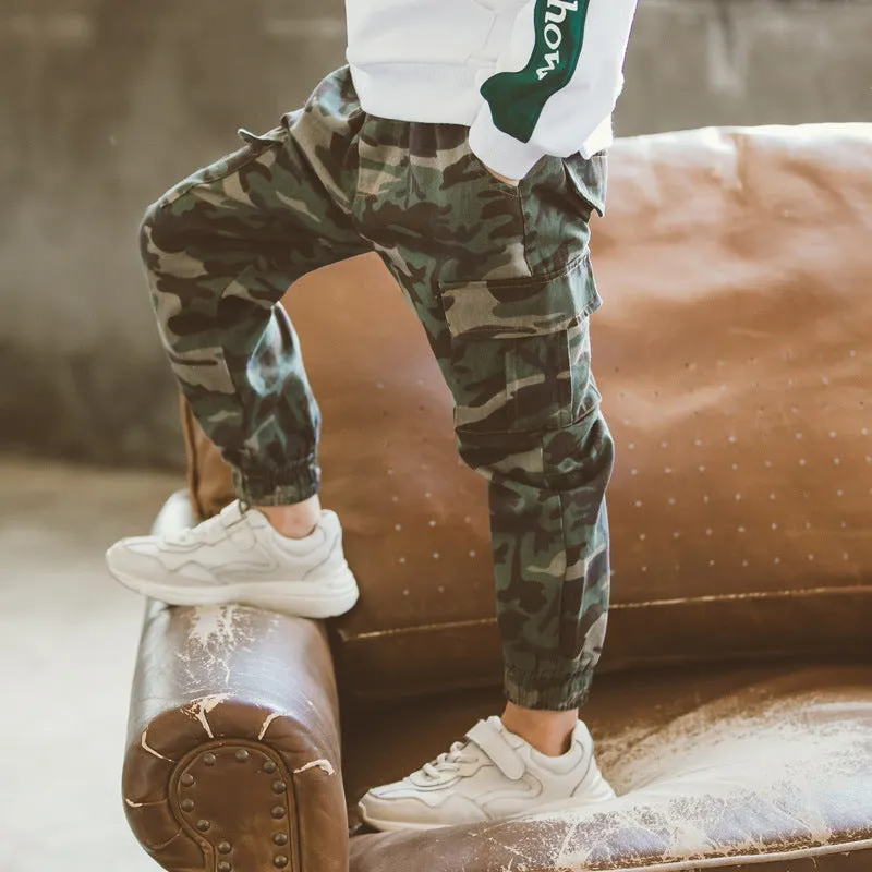 Pantalone tuta camouflage sportivo casual per bambini