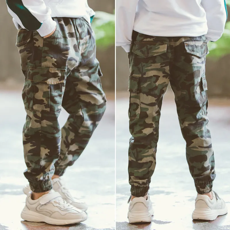 Pantalone tuta camouflage sportivo casual per bambini