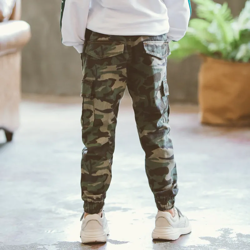 Pantalone tuta camouflage sportivo casual per bambini