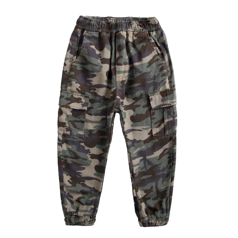 Pantalone tuta camouflage sportivo casual per bambini