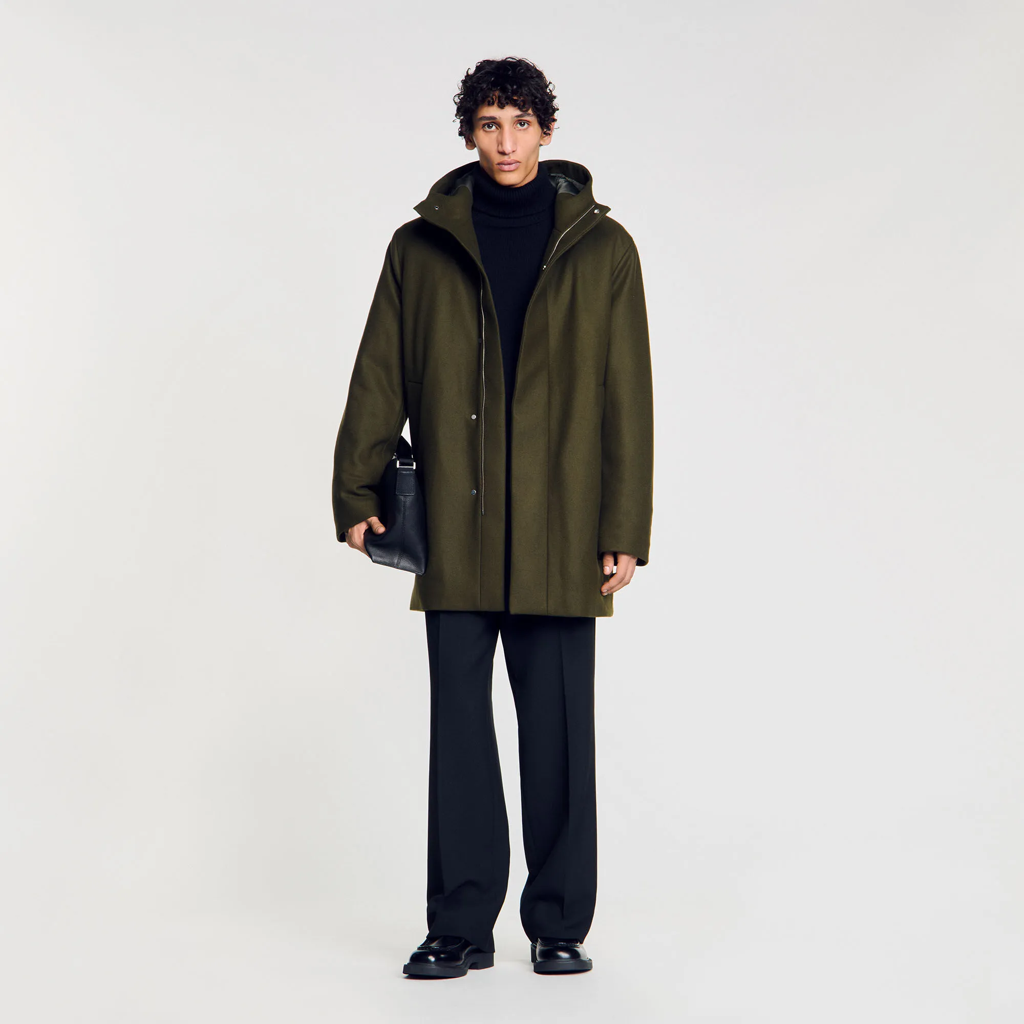 Parka in lana con cappuccio