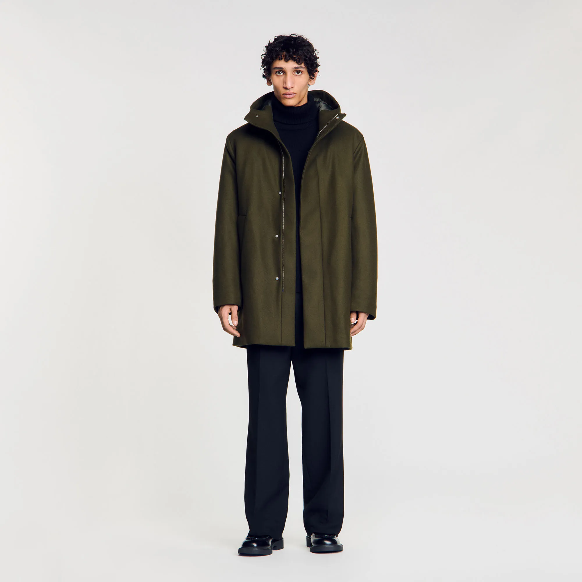 Parka in lana con cappuccio