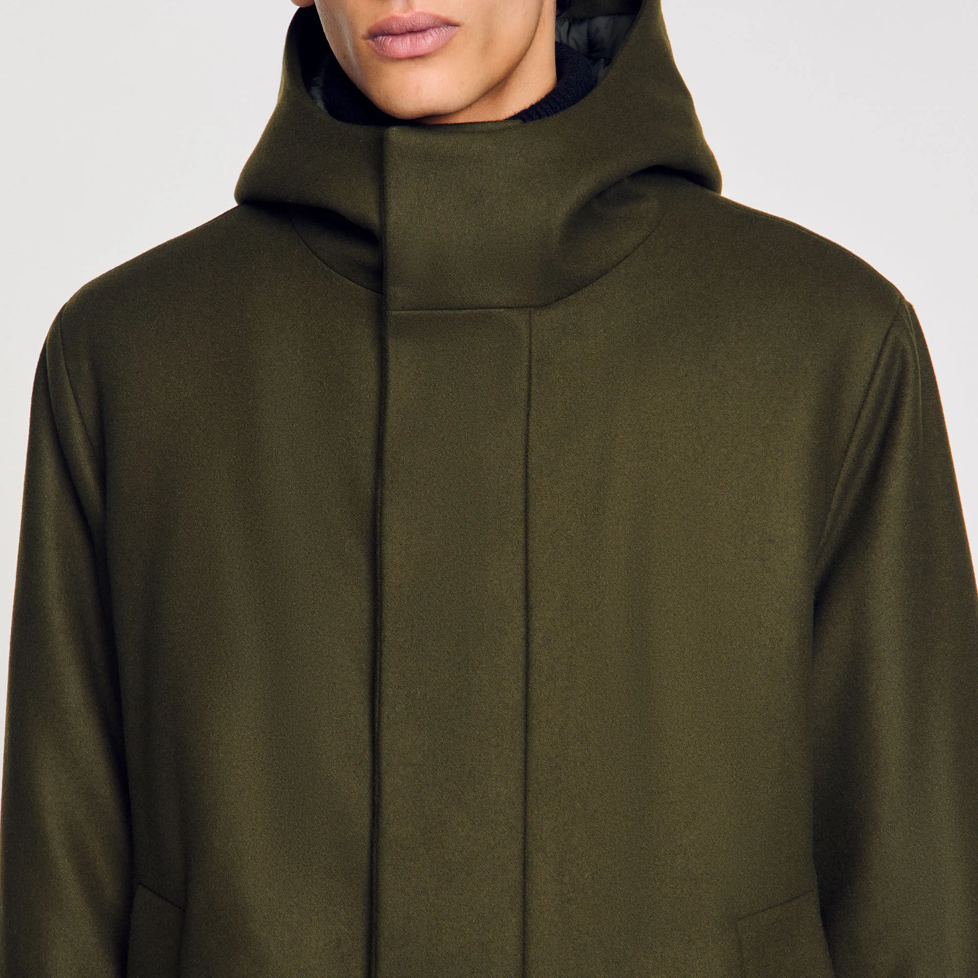 Parka in lana con cappuccio