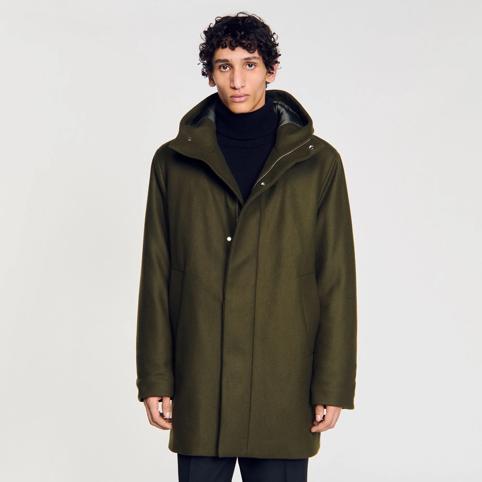 Parka in lana con cappuccio