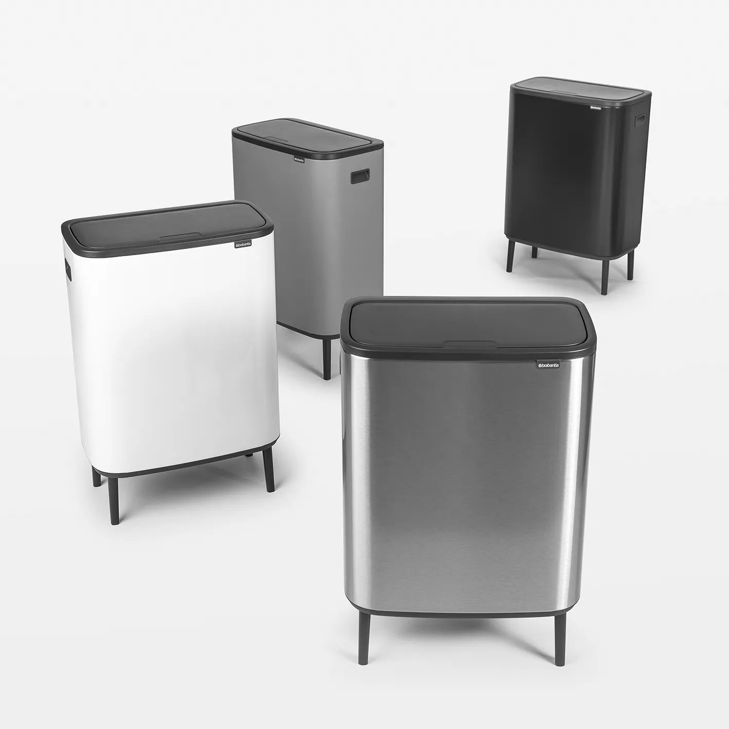 Pattumiera touch alta Bo 60 L.jz{font-size:18px}Mineral concrete grey