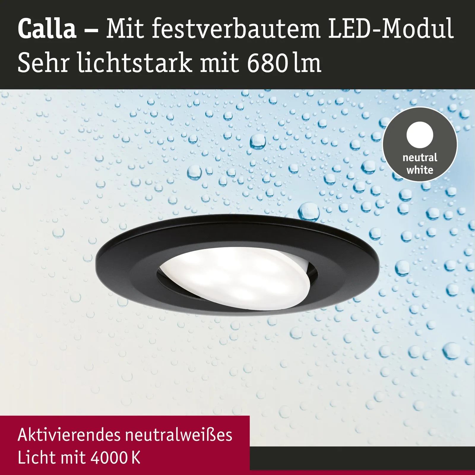 Paulmann Calla, nera orientabile 4.000K non dimmerabile 10s