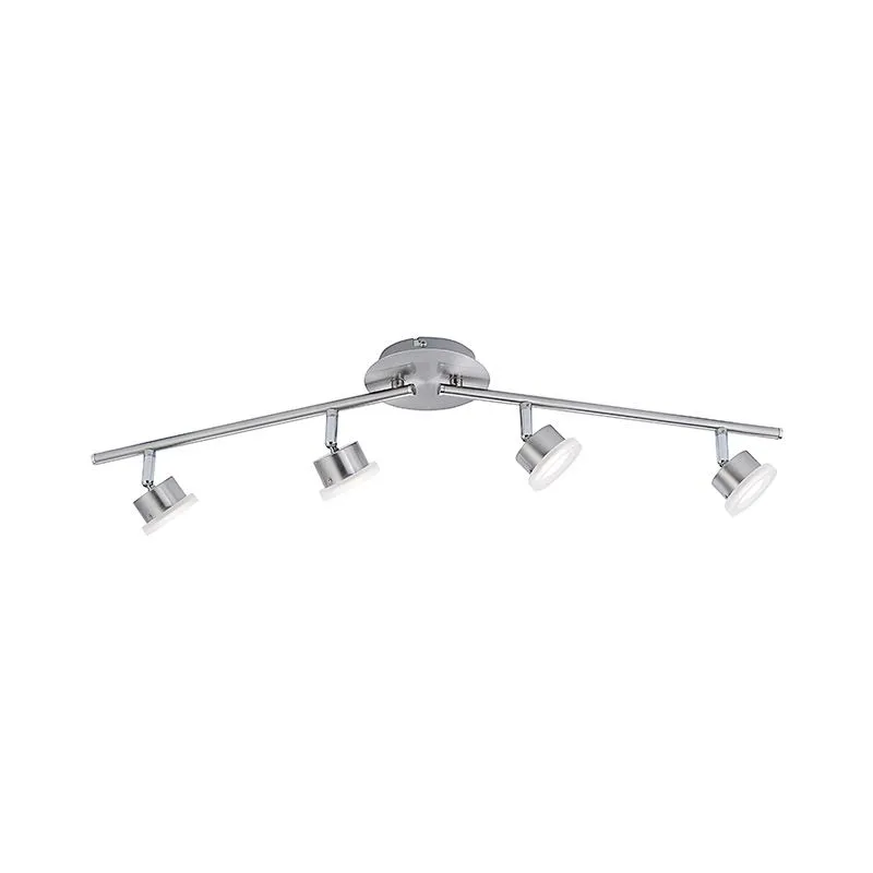 Plafoniera moderna angolare acciaio con vetro tondo incl. LED - NANA