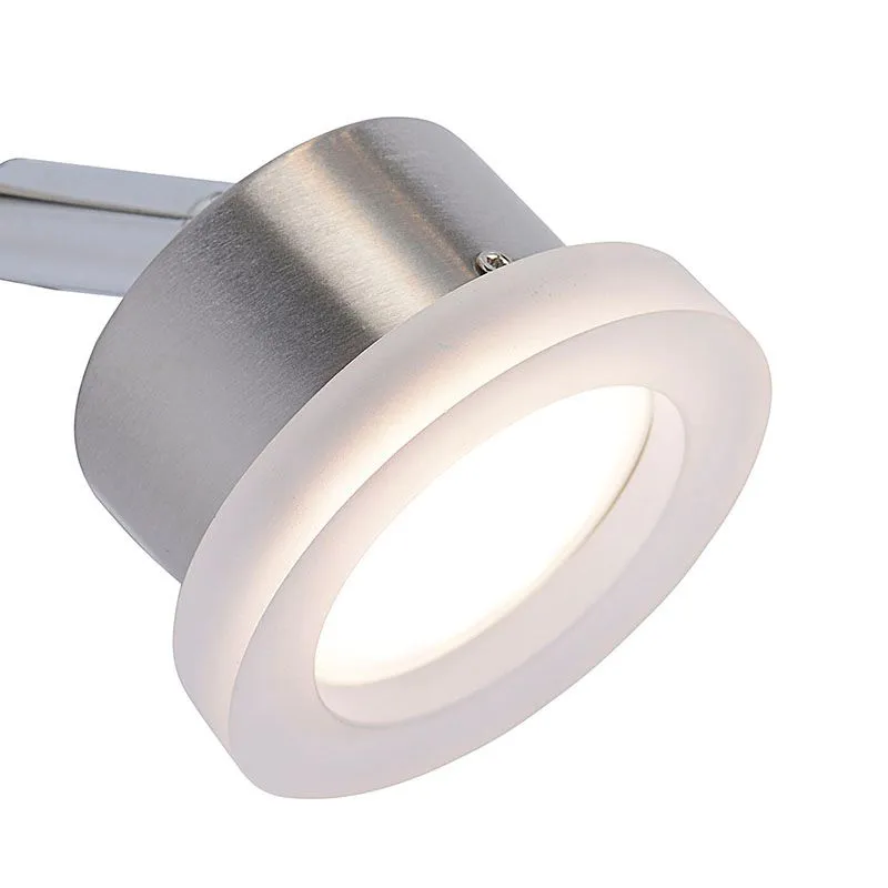 Plafoniera moderna angolare acciaio con vetro tondo incl. LED - NANA