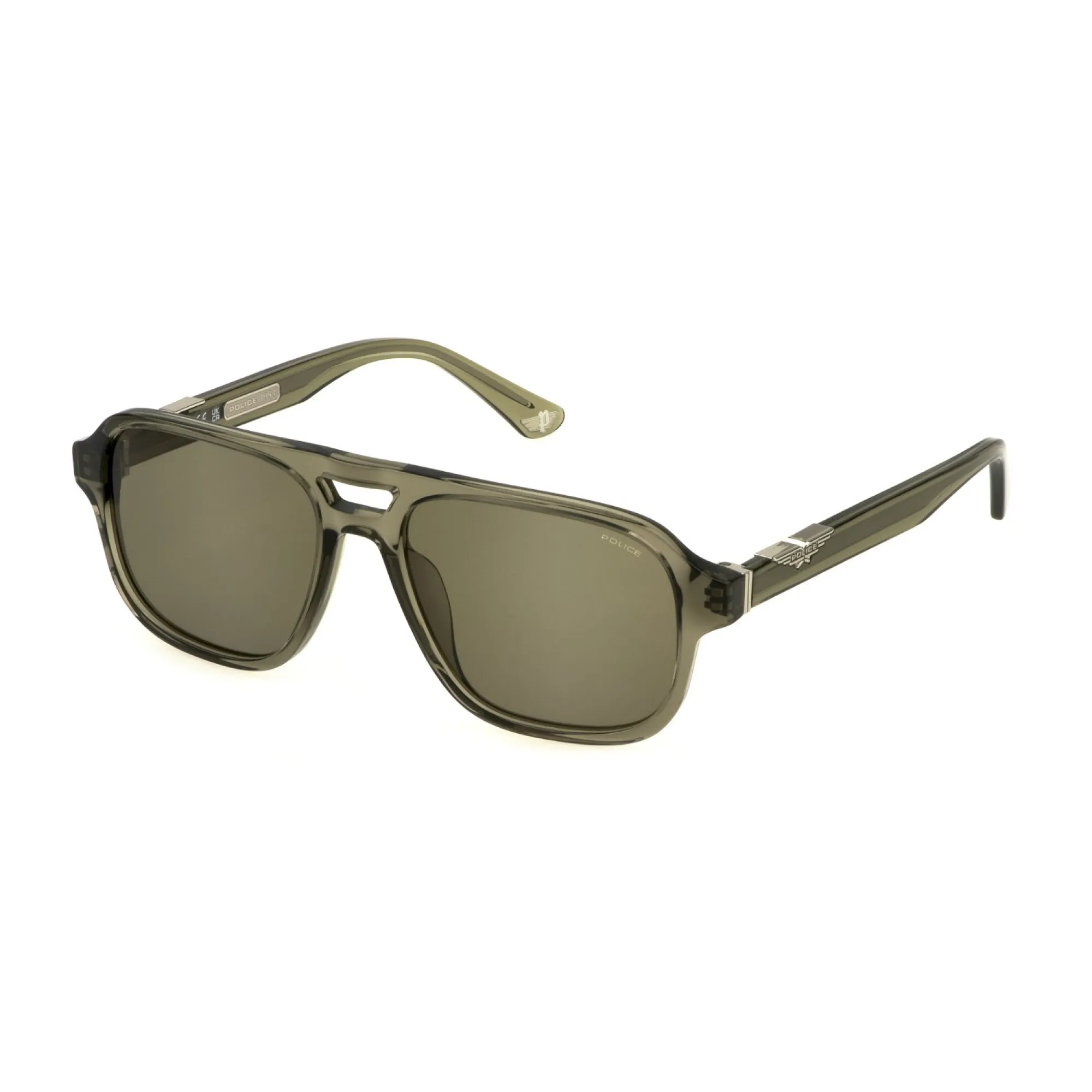   Police SPLL83 - 0G61 Verde Trasparente Lucido | Occhiale Da Sole Uomo 