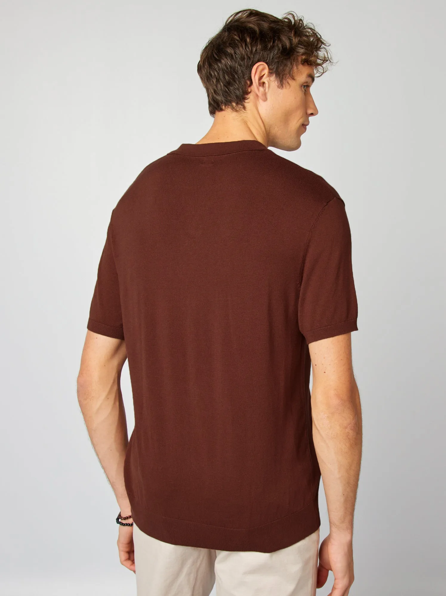 Polo in maglia con collo aperto - ROSSO