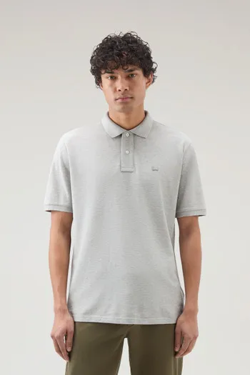 Polo in piquet di puro cotone                                                                                Light Grey Melange