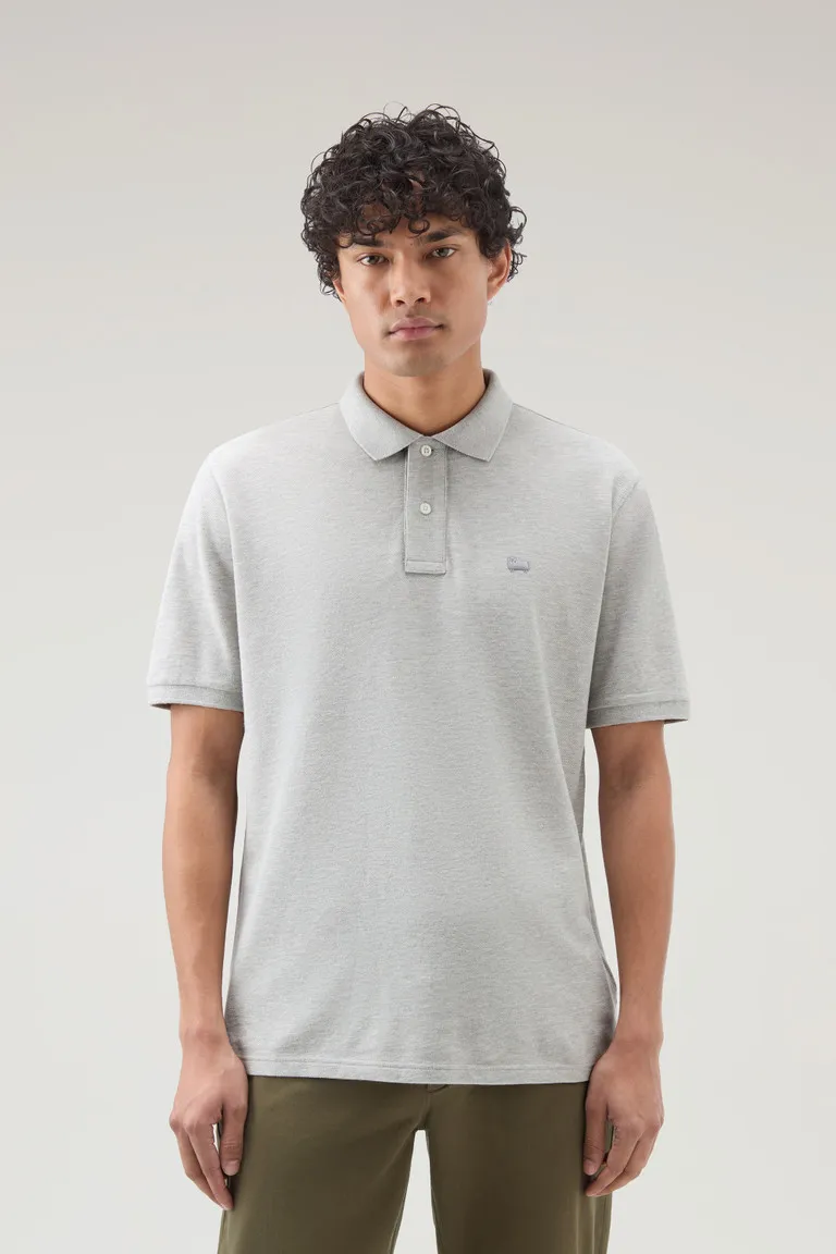 Polo in piquet di puro cotone                                                                                Light Grey Melange