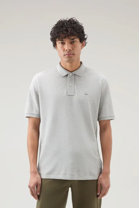 Polo in piquet di puro cotone                                                                                Light Grey Melange