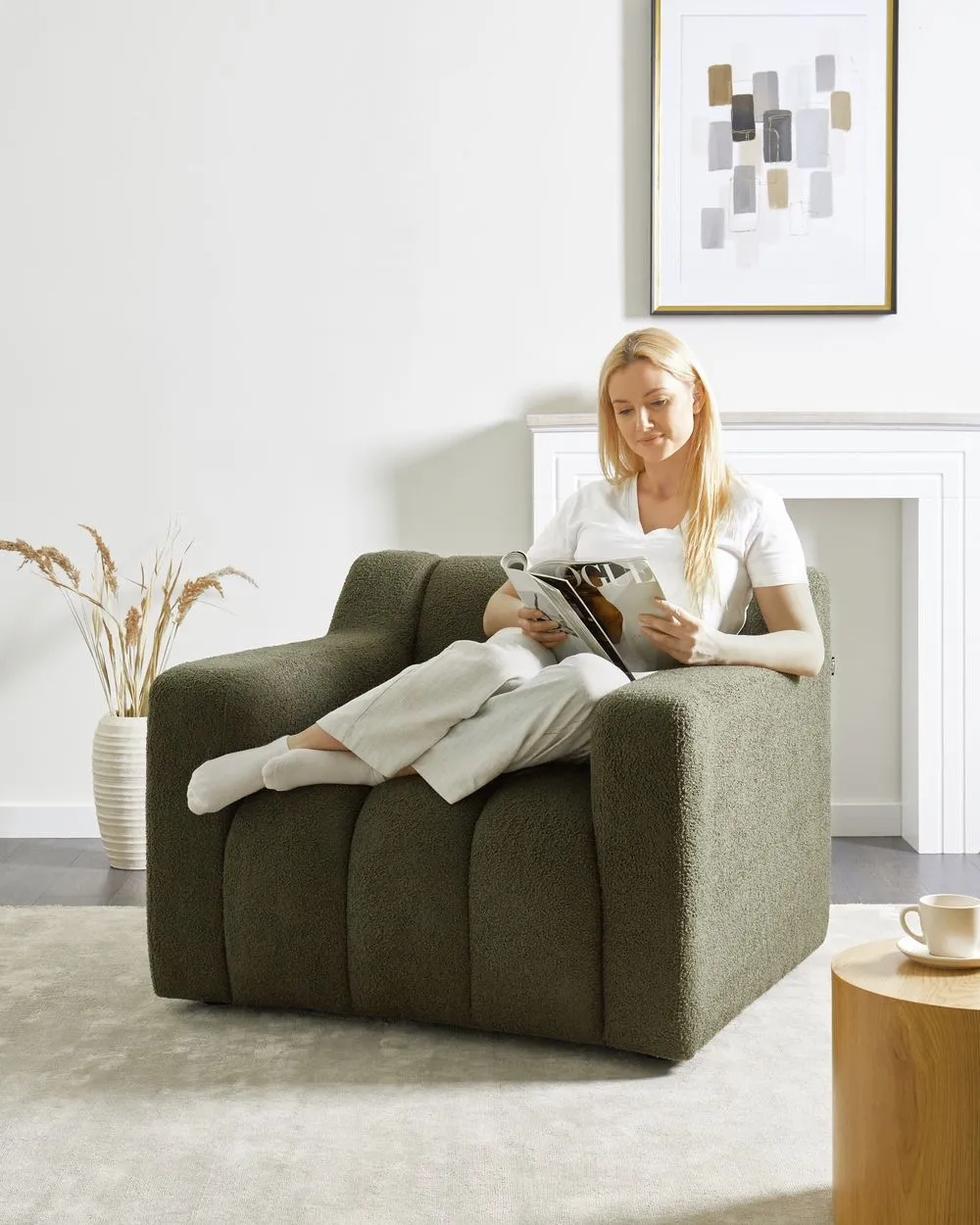 Poltrona AGERUP Bouclé Verde scuro