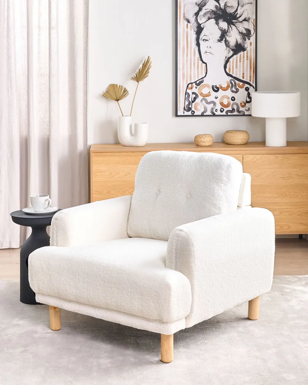 Poltrona TUVE Bouclé Bianco