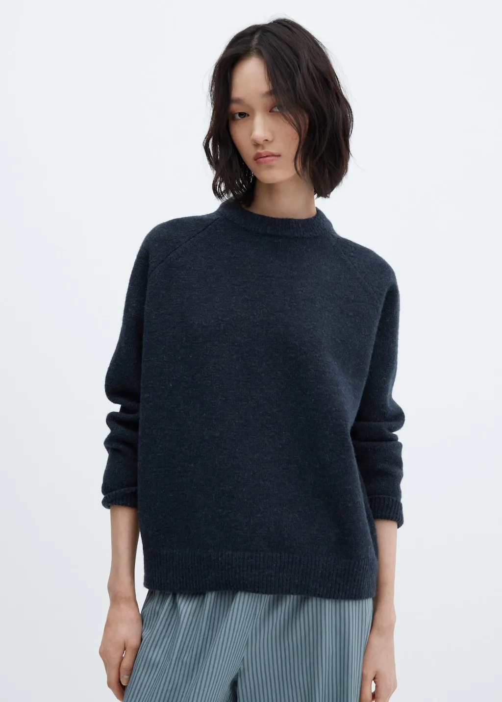 Pullover maglia cotone lino collo stondato