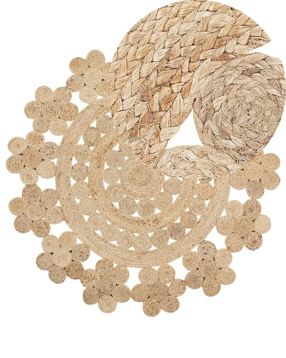 Round Area Rug Braided ø 120 cm Beige BIRECIK