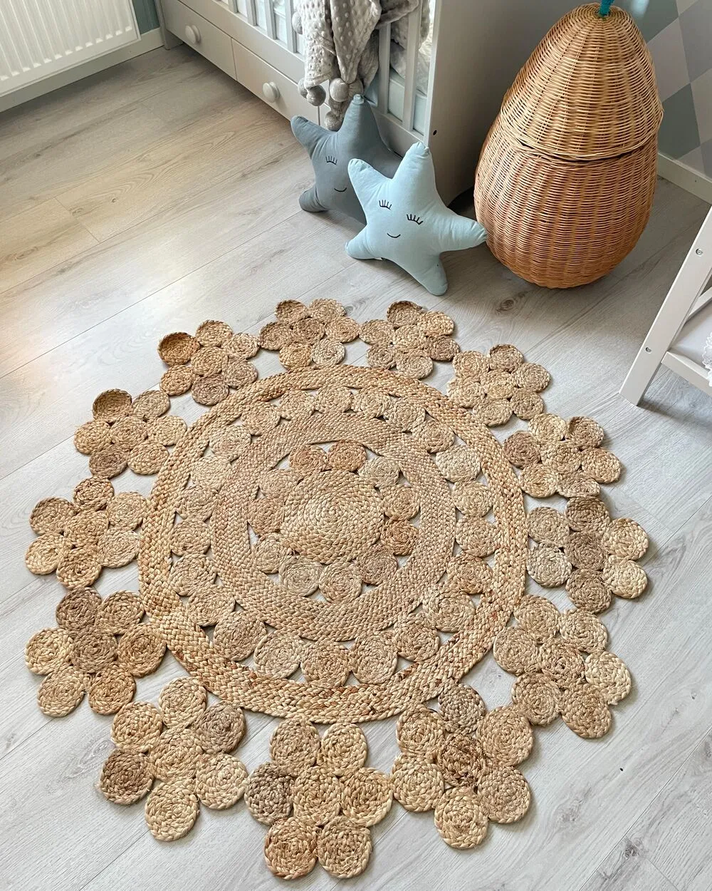 Round Area Rug Braided ø 120 cm Beige BIRECIK